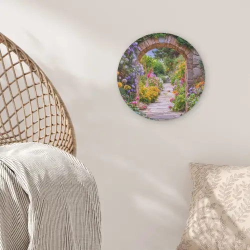 Doorkijk - Bloemen - Pad - Natuur Akoestische PET Vilt - Rond klein -sfeer4