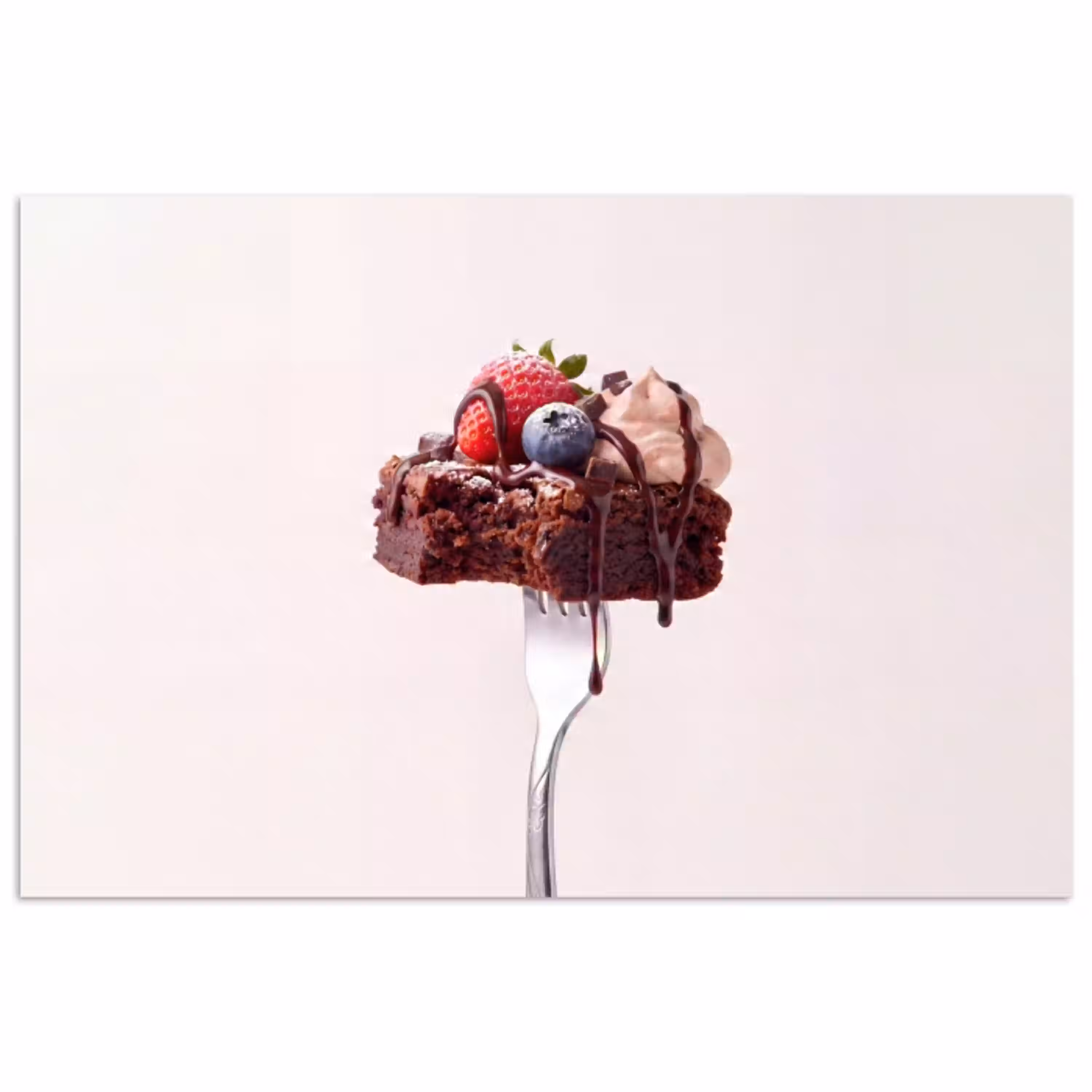 Vork - brownie - aardbei poster papier klein -3d
