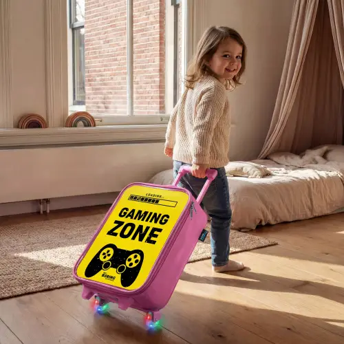 Zwart-geel met gaming zone Kinderkoffer - Roze klein -sfeer1