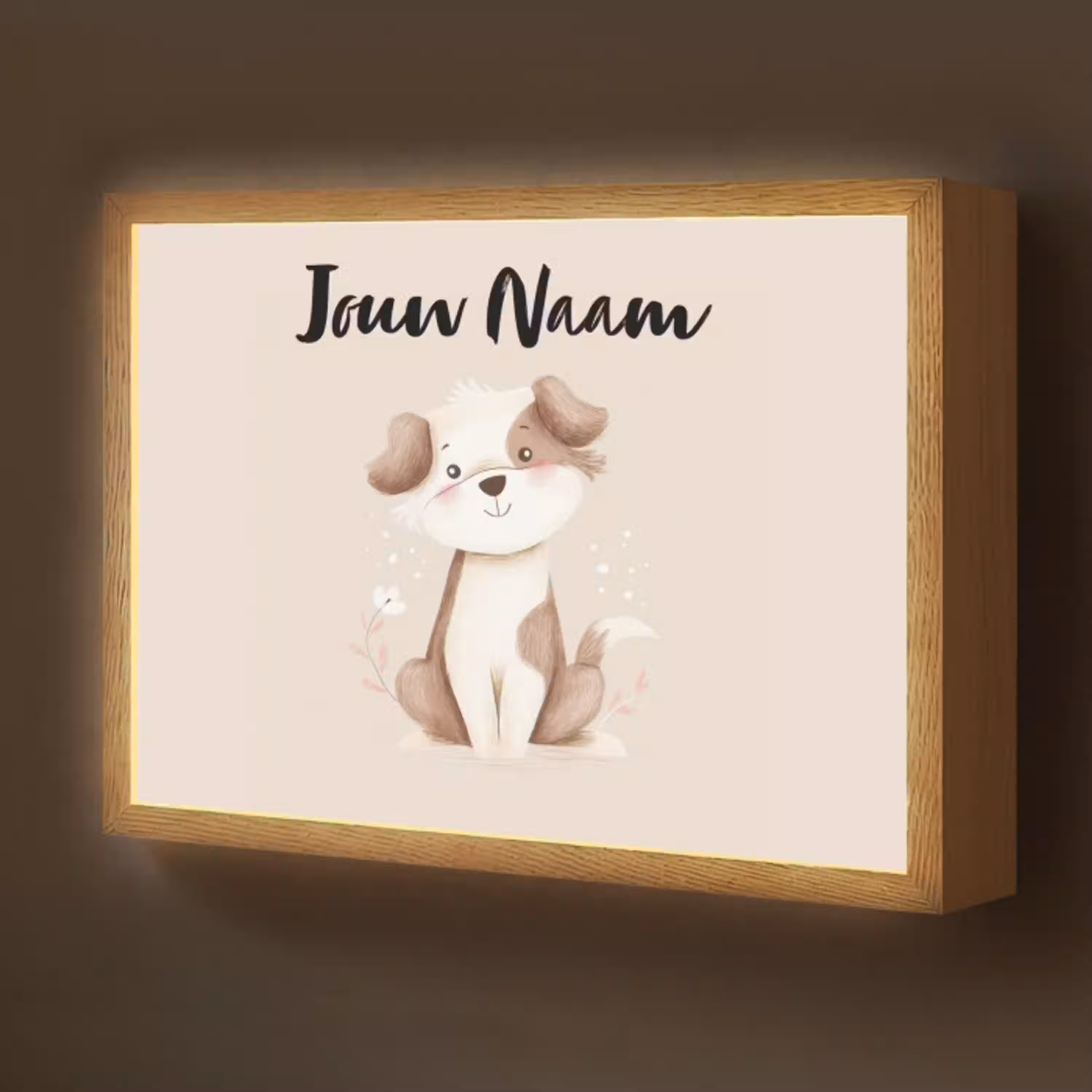 Hond - Gevlekt - Bruin Light Box met batterij (Wandlamp kind) middel -z3d_website