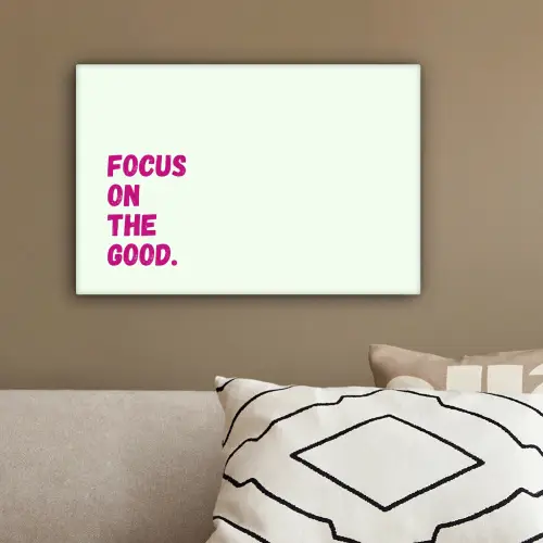Focus on the good - Beige - Roze canvas 2cm klein -sfeer3