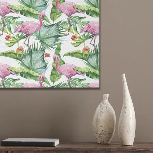 Inductie beschermer - Flamingo - Bladeren - Afdekplaat voor kookplaat - Tropisch PET vilt klein -sfeer6_closeup