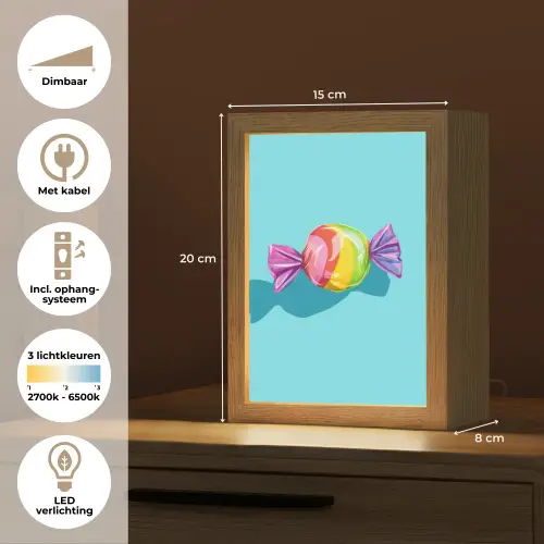 Blauw - Snoep - Regenboog Light Box met kabel (Tafellamp) klein -USP_NL