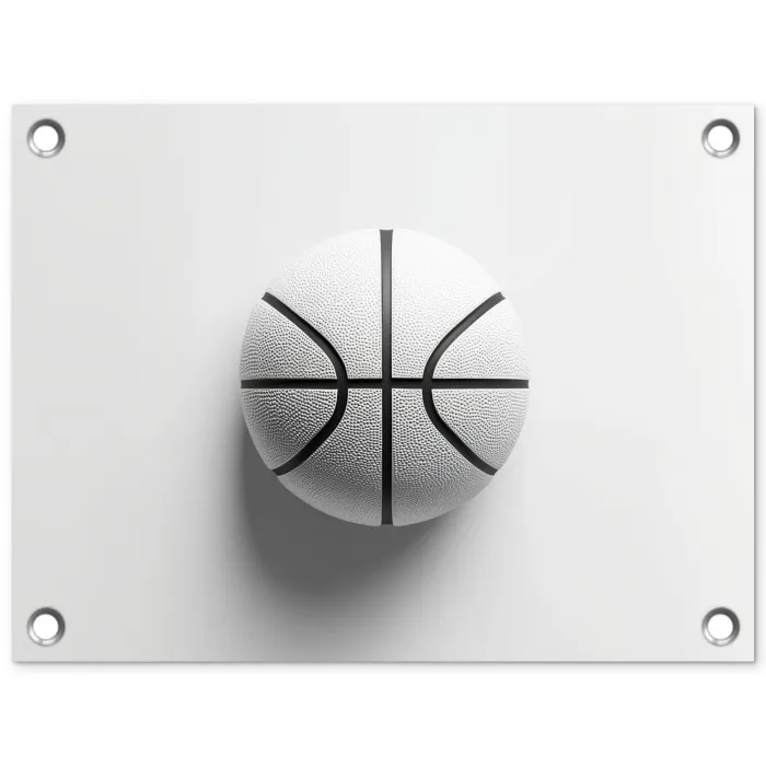 Basketbal - Wit - Schaduw - Lijnen tuinposter los doek klein -3d