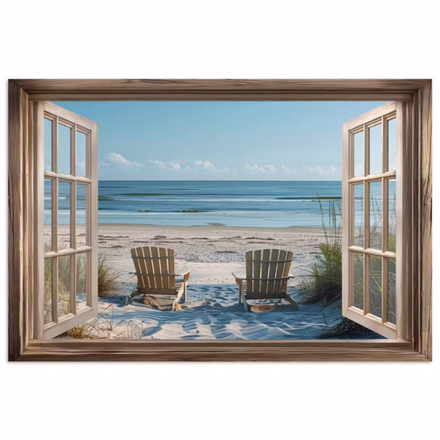 Poster - Durchsichtig - Strandkörbe - Dünen - Meer - Natur
