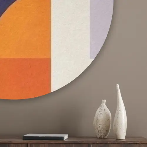 Vormen - Abstract - Grafisch - Oranje Akoestische PET Vilt - Rond klein -sfeer5_closeup