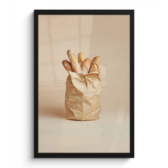 Poster met lijst - Baguette - Brood - Stokbrood - Beige