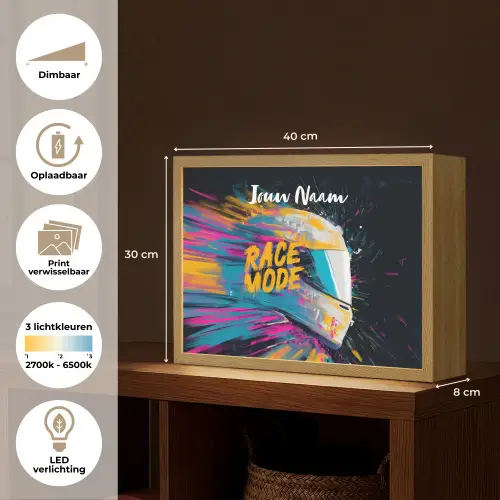 Racehelm - Abstract - Verf - Kleurrijk Light Box met batterij (Wandlamp kind) middel -USP_websiteoverzichtNL
