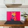 Kat - Kimono - Bloemen - Roze keuken achterwand spatscherm klein -sfeer2