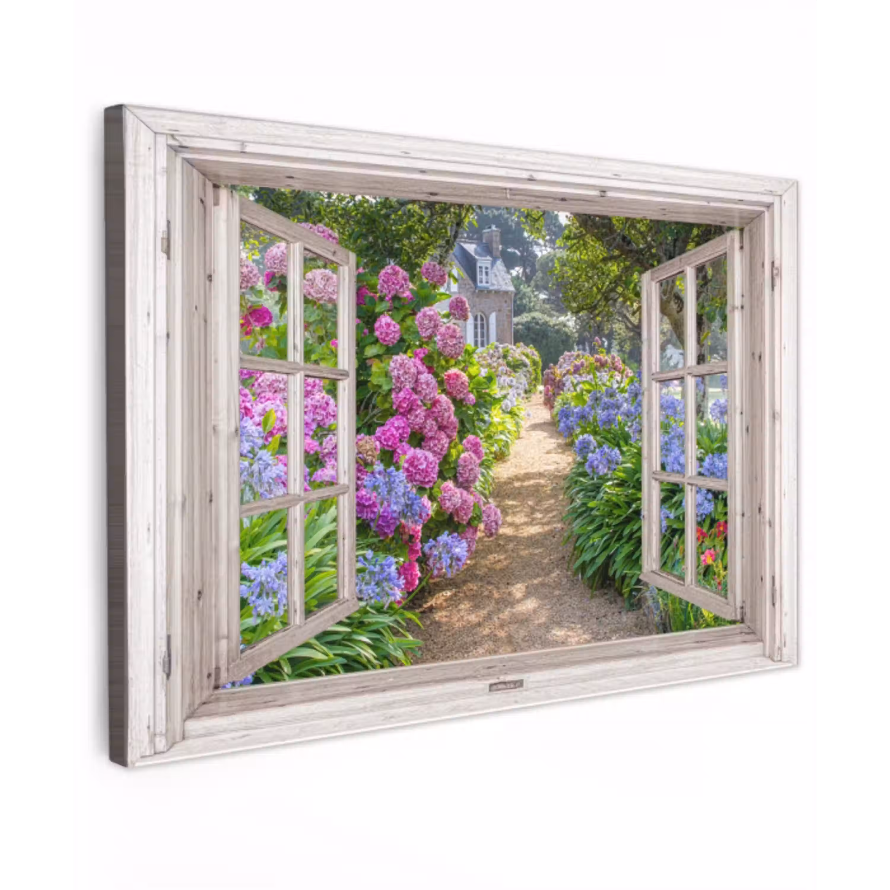 Hortensia - Doorkijk - Bloemen - Zomer - Paars - Pad canvas 2cm klein -z3d