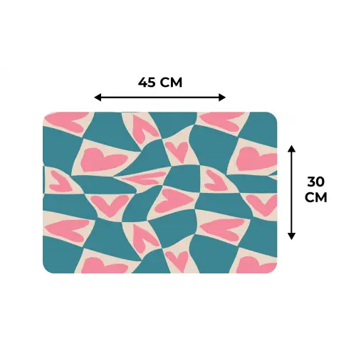 Blauw - Vlakken - Patroon - Hartjes Placemat vinyl groot 368 -specs