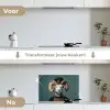 Geit - Hoorns - Kokskleding keuken achterwand spatscherm klein -voor_na_NL