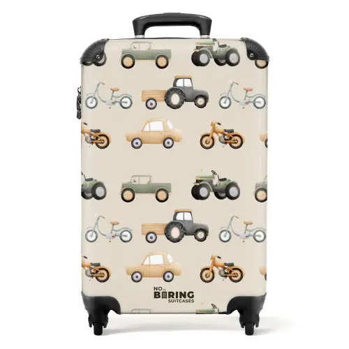 Retro voertuigen patroon NBS - Handbagage koffer - Volwassenen Unisex middel -productfoto_recht