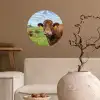 Koe - Weide - Bloemen Wandcirkel behangsticker klein -sfeer1