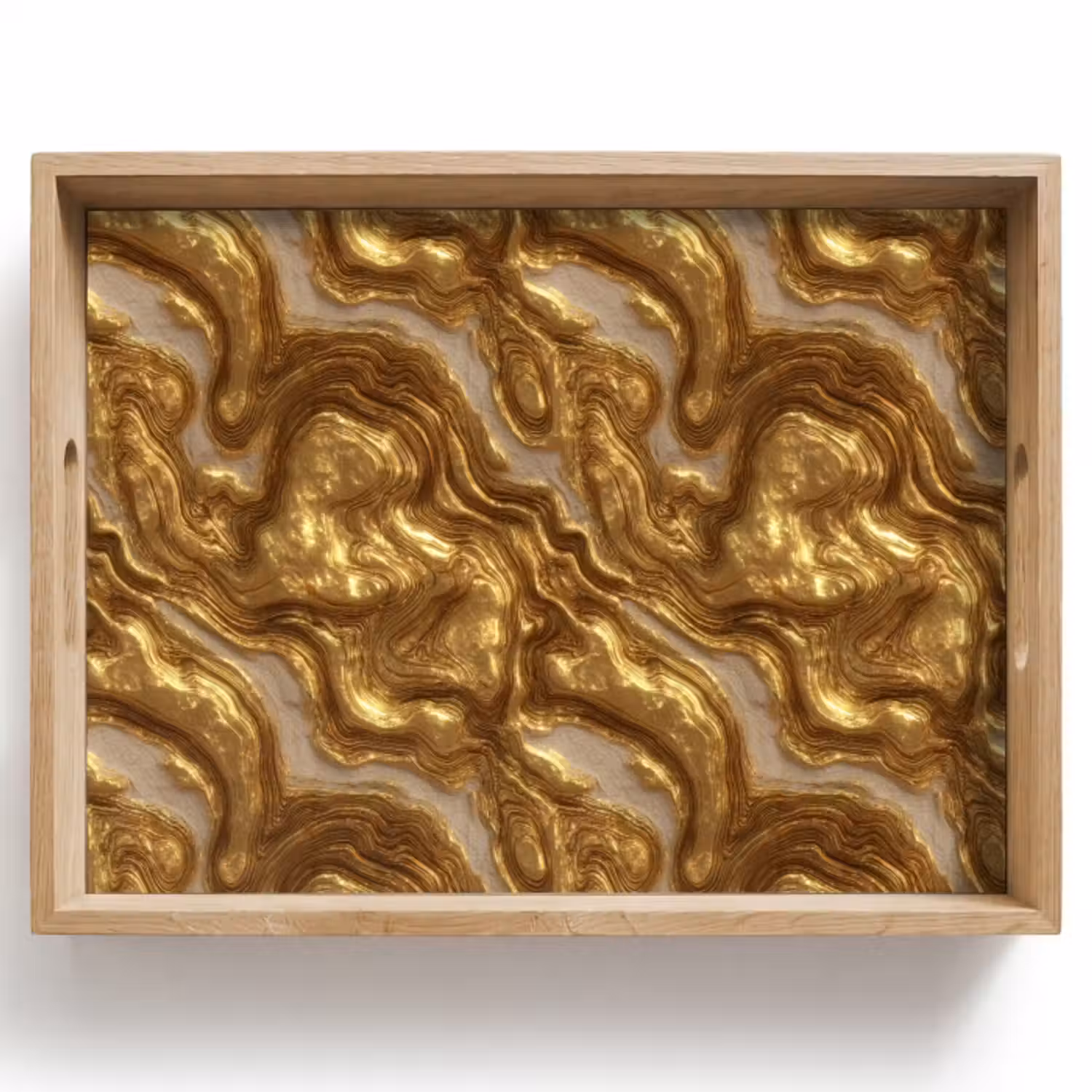 Tablett - Wellen – Organisch – Gold – Creme