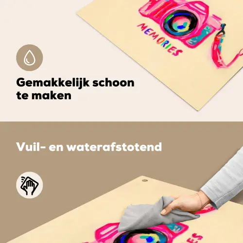 Camera - Memories - Roze - Geschilderd Inductie beschemer met haakjes middel -ky-schoon-nl
