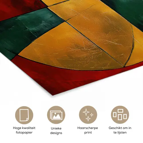 Abstract - Kerst - Goud - Rood - Groen poster papier klein -closeup_NL