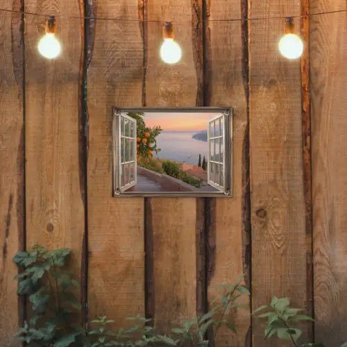 Doorkijk - Uitzicht - Meer - Landschap tuinposter los doek klein -sfeer1