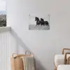 Paarden - Gras - Zwart - Wit tuinposter los doek klein -sfeer8
