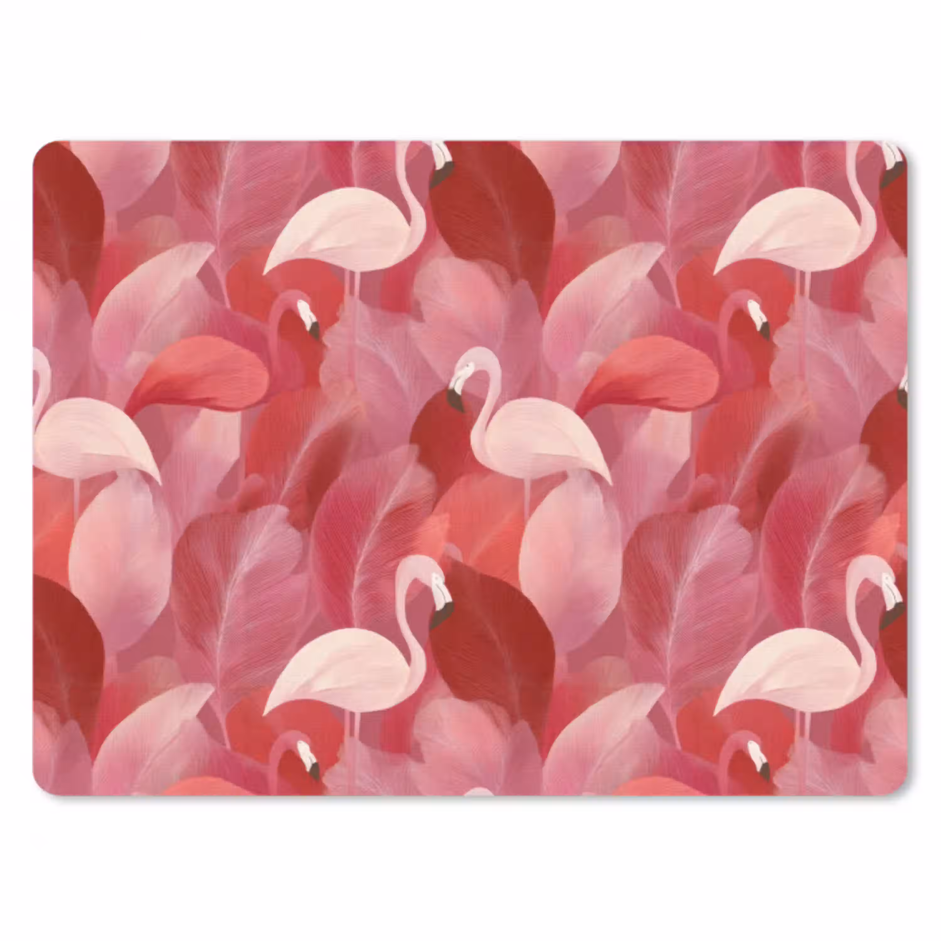 Flamingo - Botanisch - Elegant - Roze - Rood muismat rubber klein 262 -3d