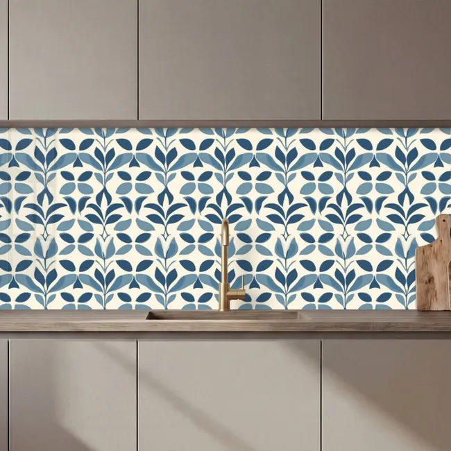 Crédence cuisine - Flora - Moderne - Bleu