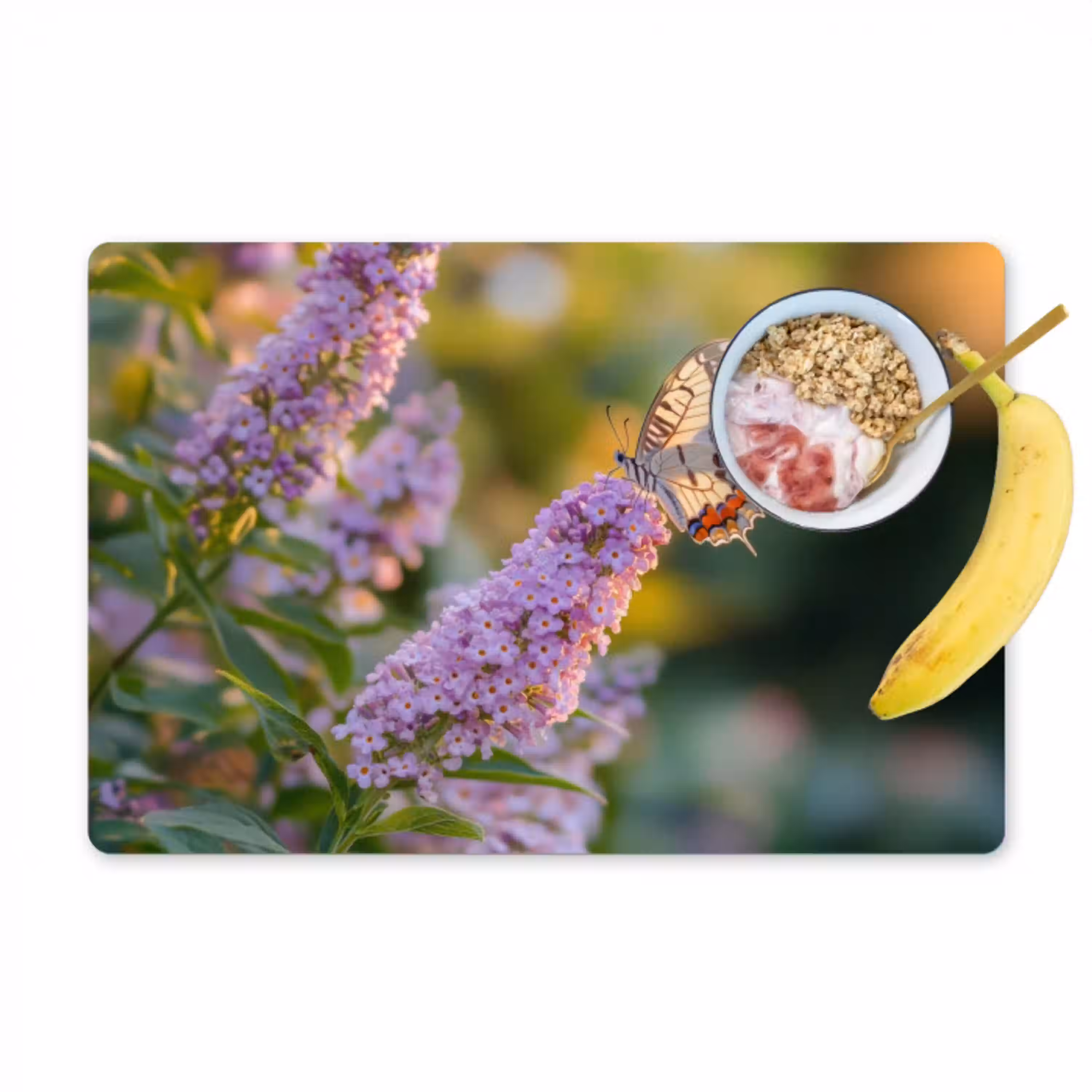 Sierlijke - Vlinder - Paarse - Bloemen Placemat vinyl groot -zzzproduct_Kitchenyeah-website