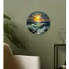Zee - Zon - Golven - Rotsen Wandcirkel kunststof plaat 5mm dik klein -sfeer3