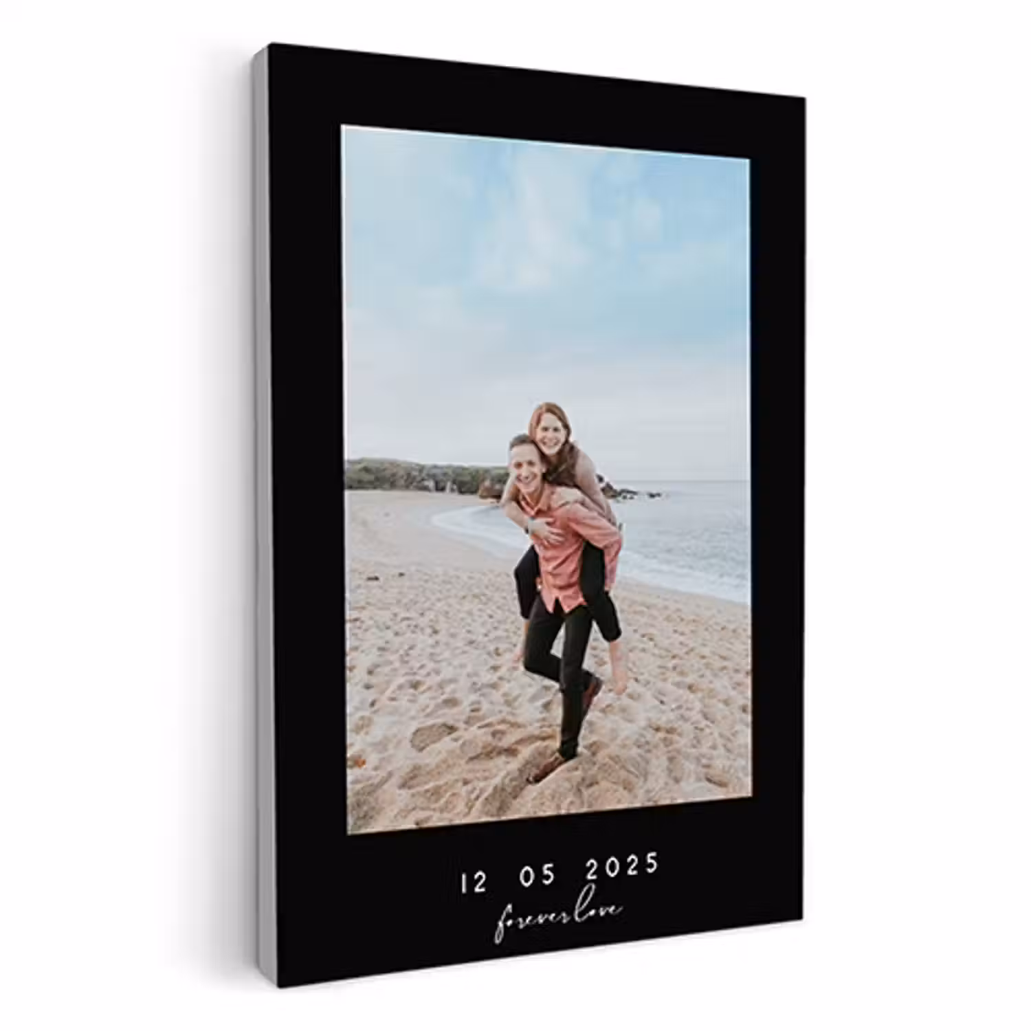 Canvas - Datum met foto zwart