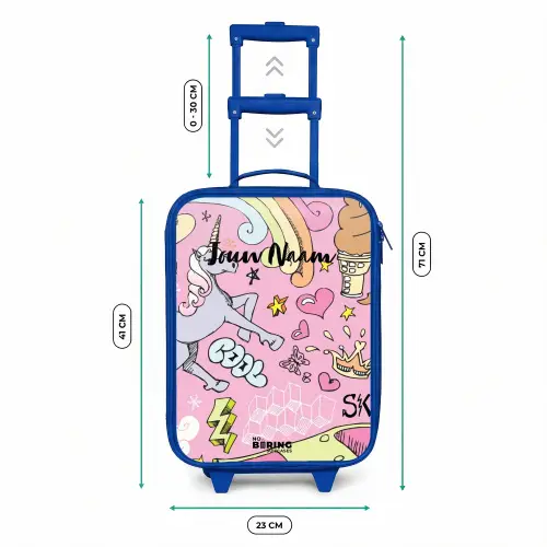 Unicorn doodles Kinderkoffer - Blauw klein -productfoto_formaten