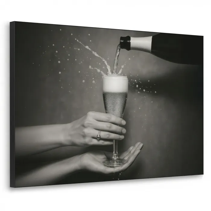 Champagnefles - Glas - Minimalistisch - Spetters Textielframe - compleet frame klein -3d