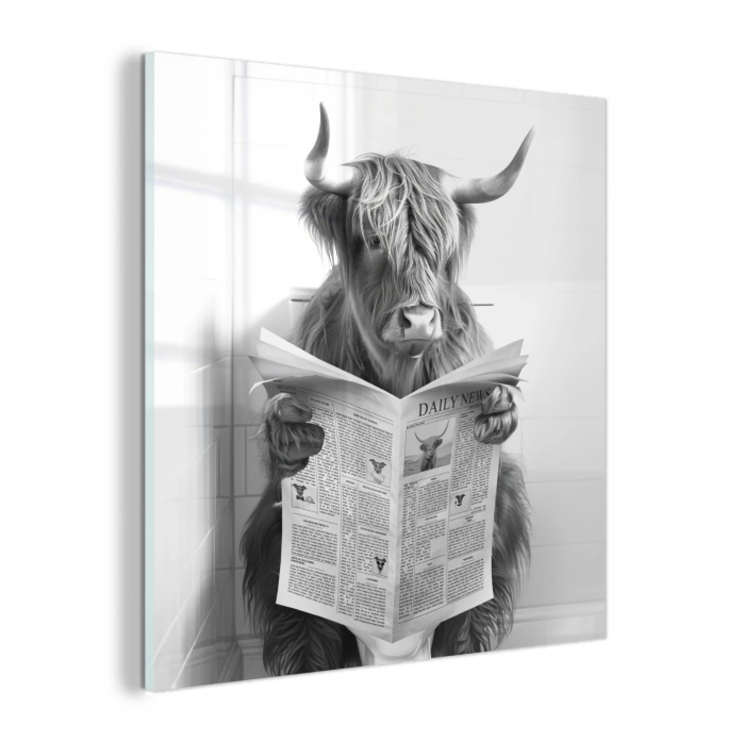 Schotse Hooglander - Dier - Krant - WC plexiglas 5mm klein -z3d
