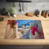 Santorini - Bloemen - Griekenland Inductie beschermer vinyl 3mm klein -sfeer5