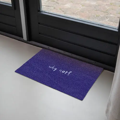 Why not - Blauw - Handgeschreven Deurmat klein -sfeer2