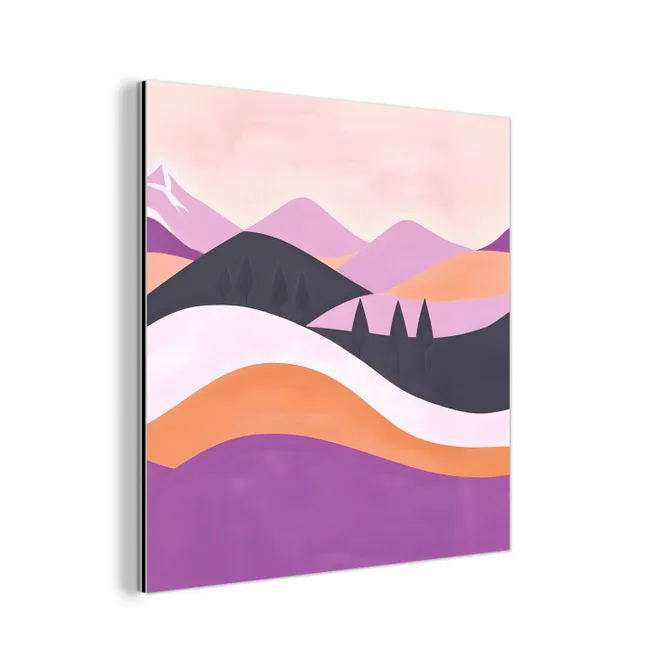 Abstract - Heuvels - Bomen - Groen aluminium wit klein -3d