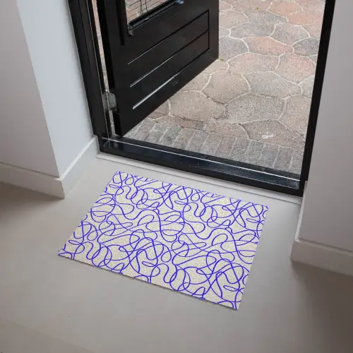 Patronen - Beige - Blauw - Lijnen Deurmat klein 898 -sfeer5
