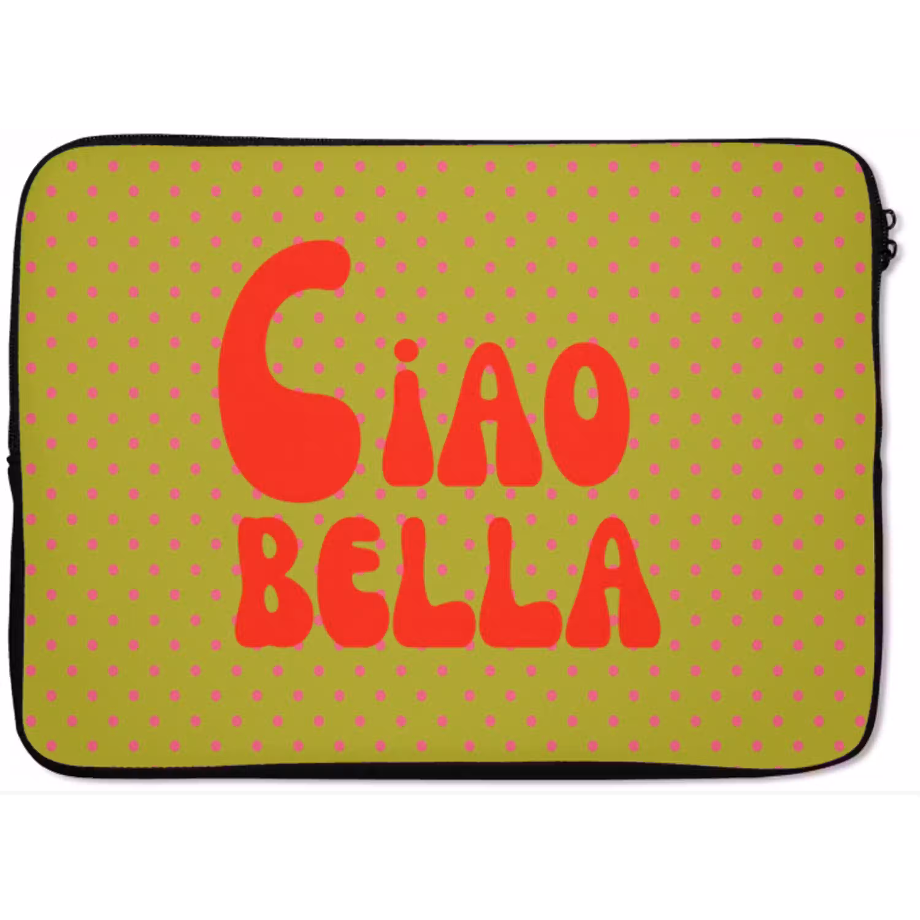 Ciao bella - Rood - Groen - Stippen laptophoes neopreen klein -zkaufland3dotto