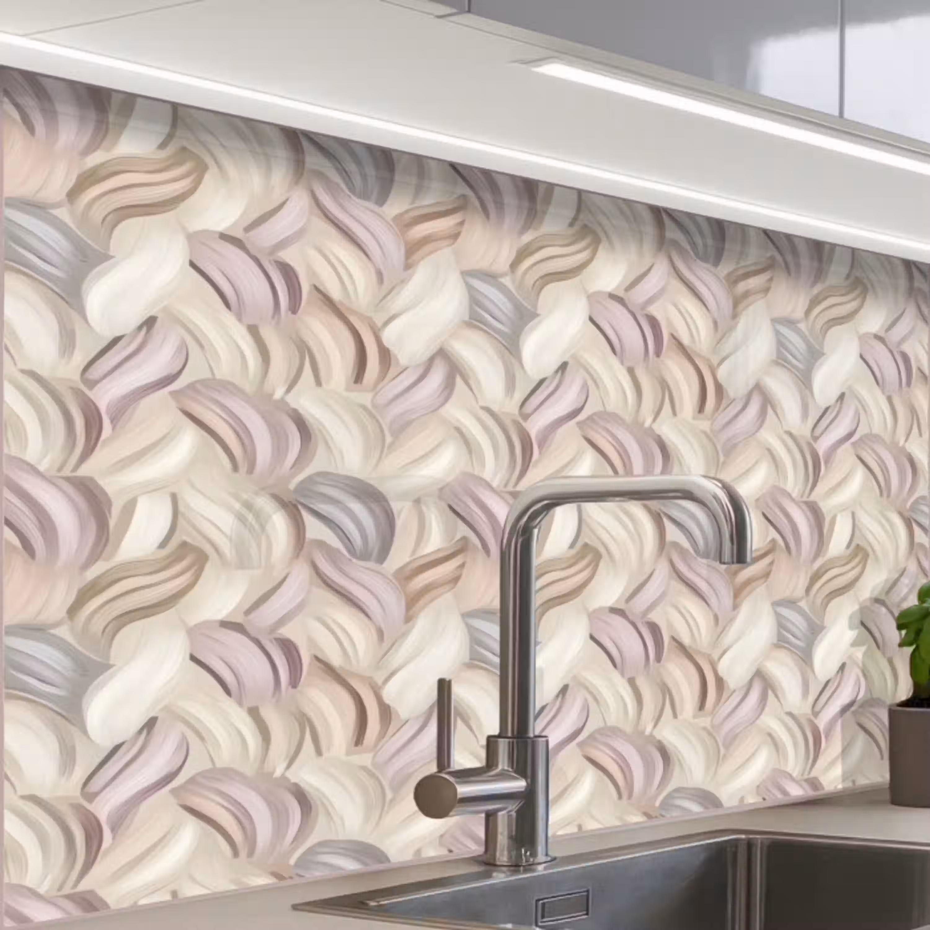 Abstract - Golvend - Pastel keuken achterwand 2 middel 865 -zzzz3d_schuin