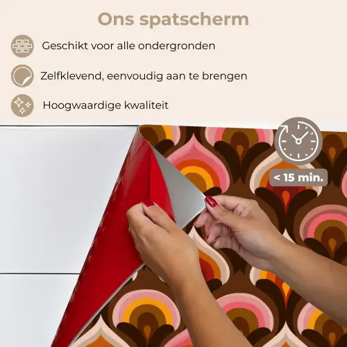 Patroon - Retro - Kleurrijk keuken achterwand spatscherm klein 900 -spatscherm_NL