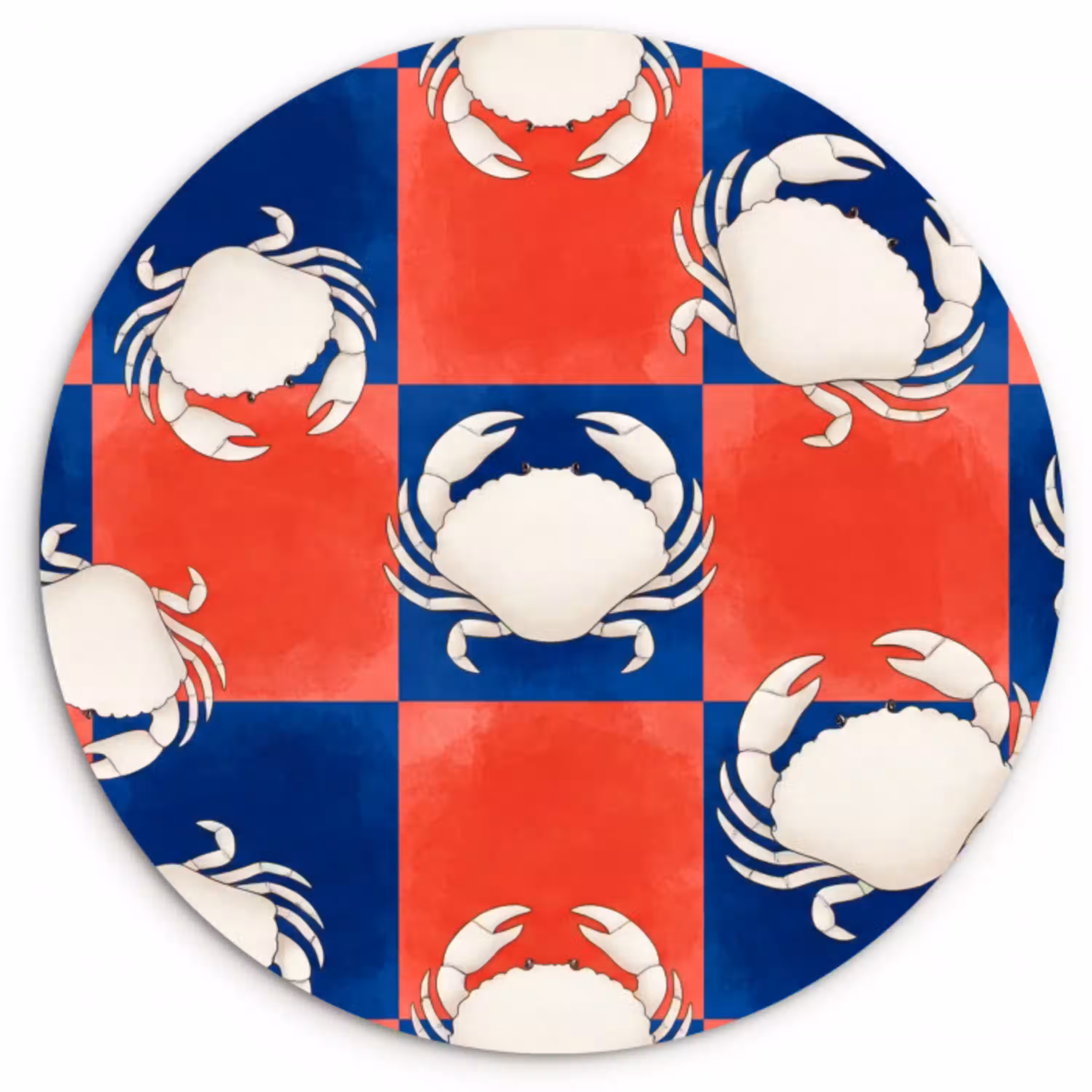 Patroon - Zeeleven - Rood - Blauw - Abstract Wandcirkel kunststof plaat 5mm dik klein -3d