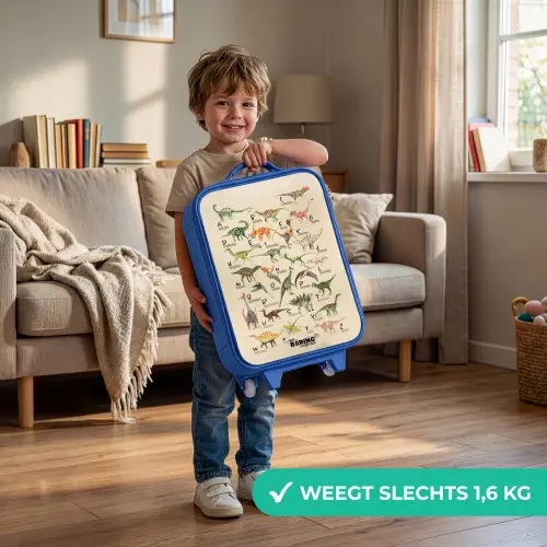 Dino alfabet Kinderkoffer - Blauw klein -sfeer2_NL