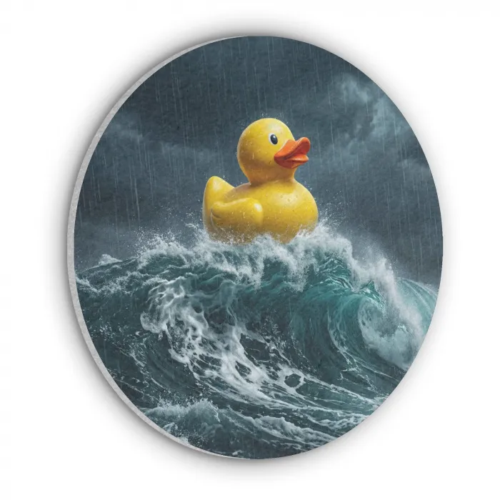 Storm - Badeend - Golven Akoestische PET Vilt - Rond klein -3d