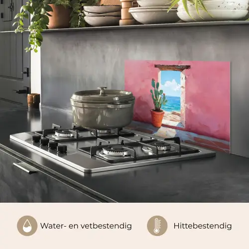 Zee - Roze - Cactus keuken achterwand spatscherm klein -usp_NL
