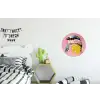Vogel - Roze - Geel - Blauw Wandcirkel aluminium klein -kinderkamer