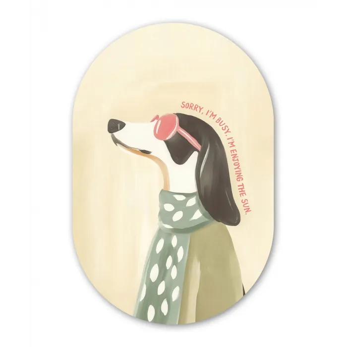 Quote - Hond - Zonnebril Wandcirkel Ovaal Glas middel -3d