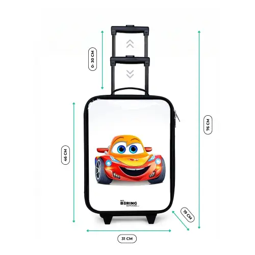 Raceauto met gezicht Kinderkoffer - Zwart klein -productfoto_formaten