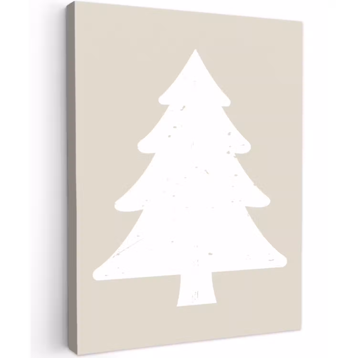 Canvas schilderij - Japandi - Kerstboom - Beige - Kerstversiering