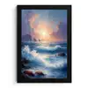 Golven - Zee - Kleurrijk - Rotsen fotolijst zwart zonder passe partout klein -3d