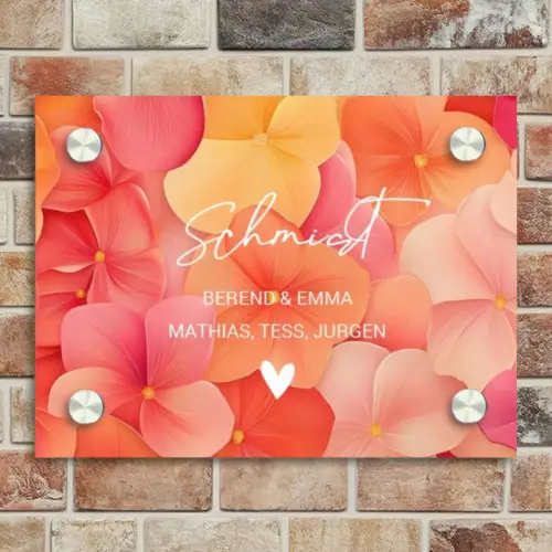 Oranje bloemenmix - Klassiek Naambord Rechthoek middel -sfeer3