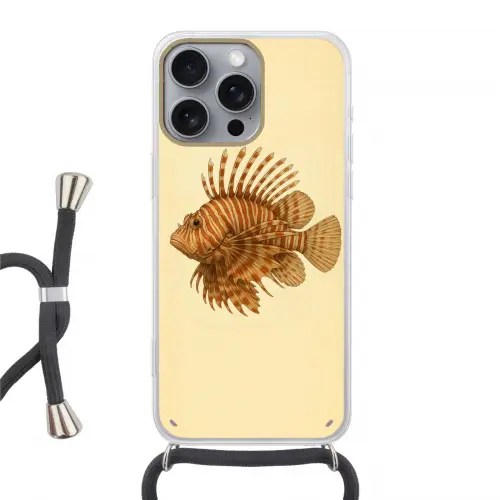 Strepen - Vis - Rond - Stekels Hoesje iPhone 16 Pro Max met koord klein -3d