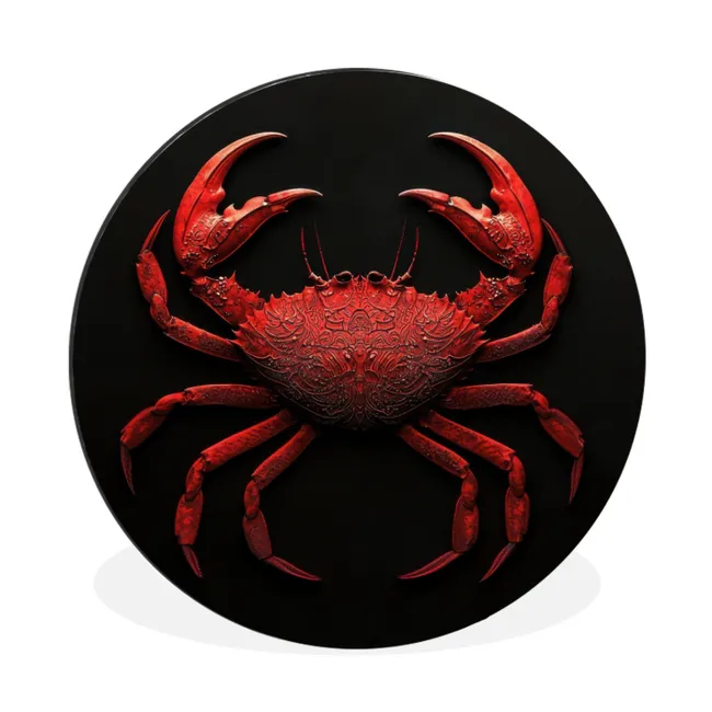 Muurcirkel aluminium Krab - Rood - Vissen - Schaaldieren